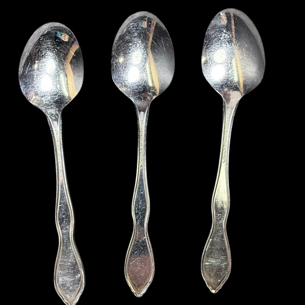 Oneida Ltd 1881 Rogers Stainless Twilight Glossy Satin TeaSpoons Set of 3‎